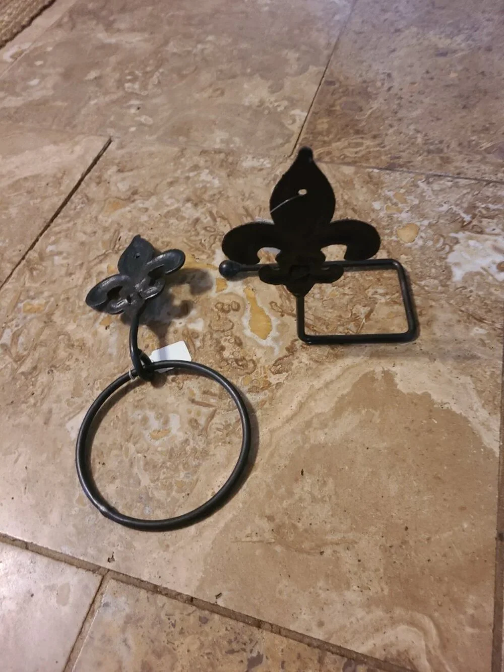 Fleur de Lis Iron Toilet Paper Holder & Towel Holder Ring New Orleans Decor